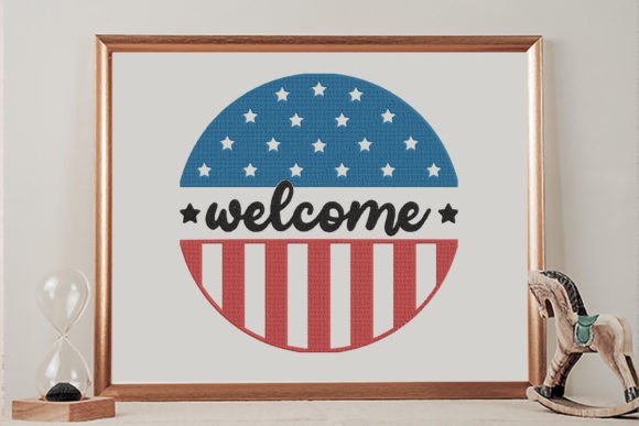 Welcome Circle Sign USA Flag Review